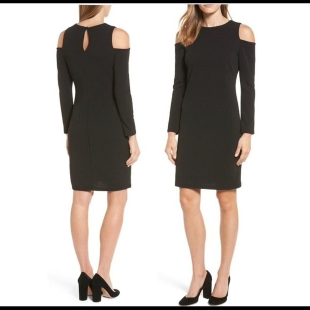 Halogen Knit Cold Shoulder Dress Black Size Small
